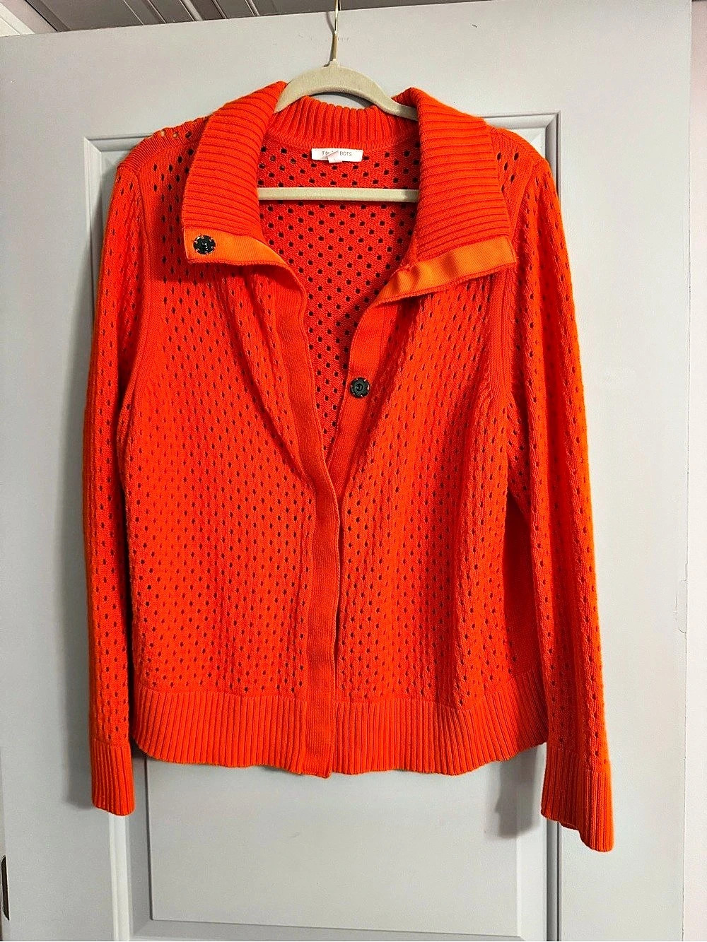 T by Talbots Open Knit Cardigan in Orange Size XL Like New